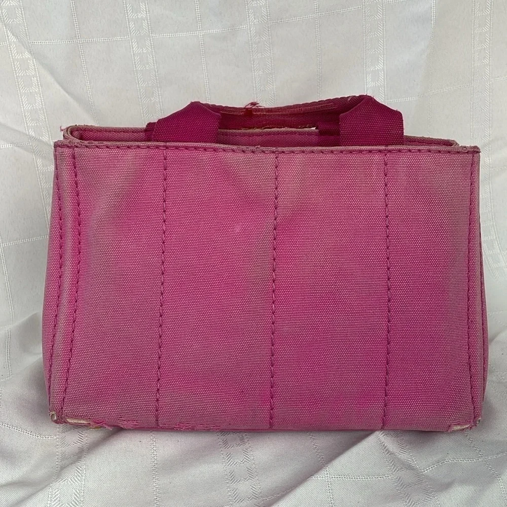 Prada Pink Canapa Tote Handbag Designer Logo Spring